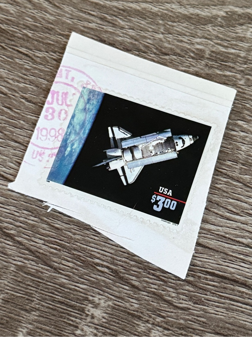 1995 - $3 Space Shuttle 'Challenger', Priority Mail Postage Stamp, Vintage Art